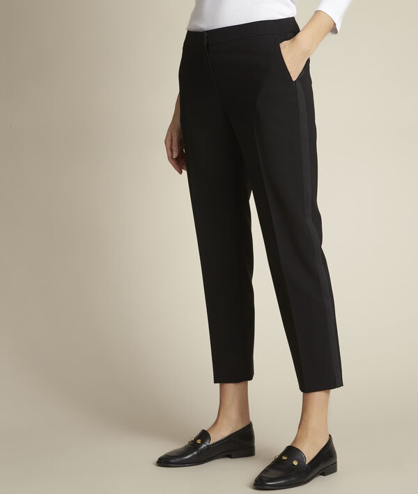 Pantalon en microfibre cigarette noir Suzanne | 1-2-3 Pantalon en microfibre cigarette noir Suzanne PhotoZ | 1-2-3
