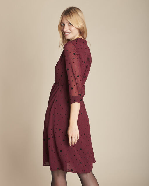 Robe grenat imprimé pois ista grenat.