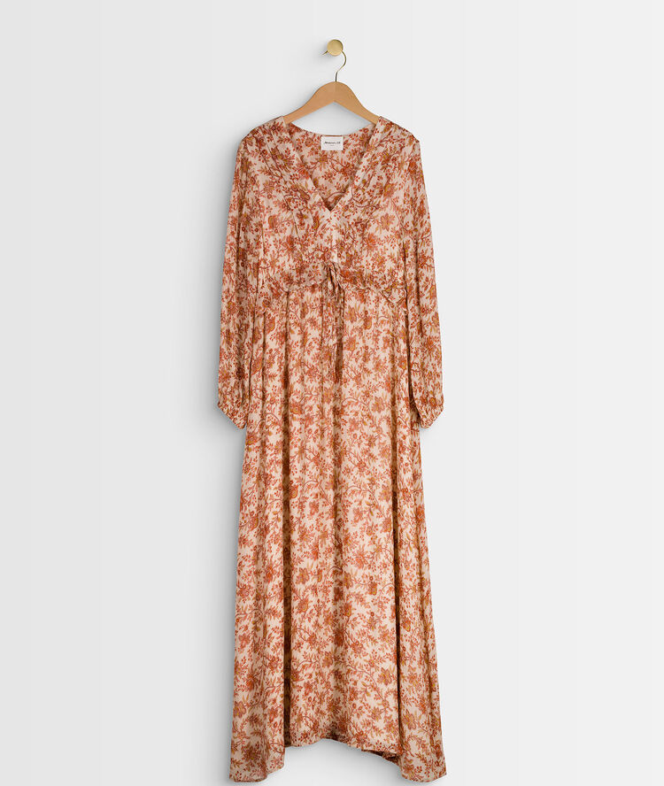 Robe longue imprimée nao cannelle.