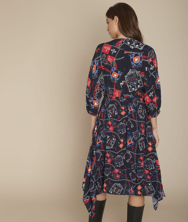 Robe asymétrique imprimée iba marine.