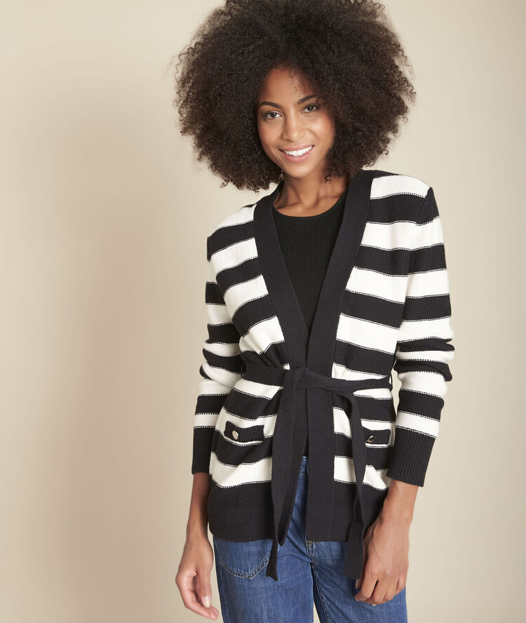Gestreepte cardigan fakir noir.