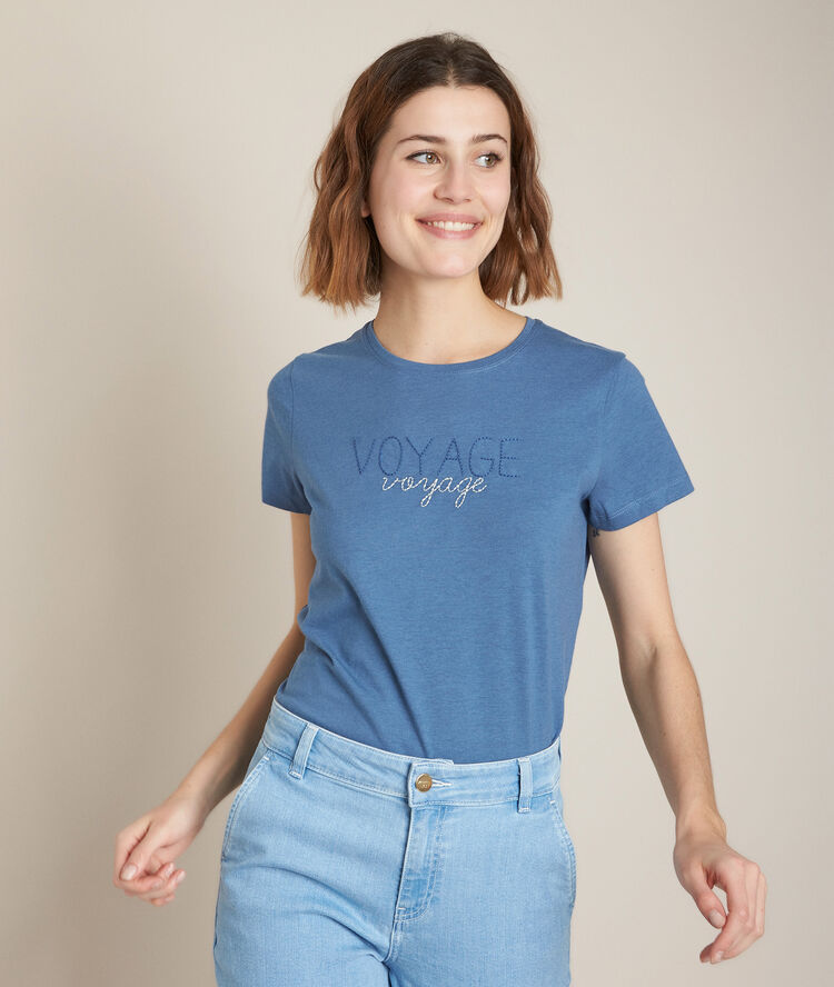 Tee-shirt sérigraphié indigo rio lichen.