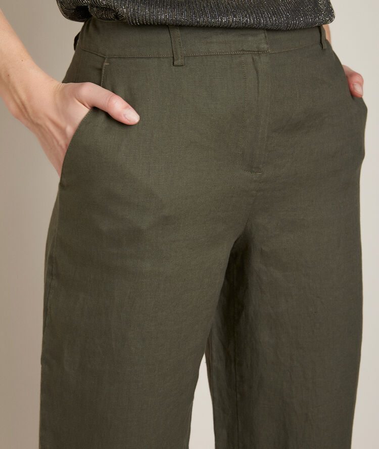 Pantalon en lin kaki isa kaki.