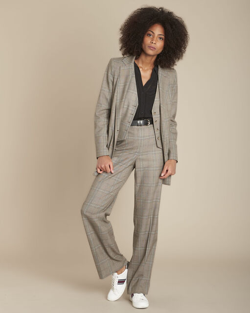 Veste longue jacquard  Prince de Galles Barbara (2) - Maison 123