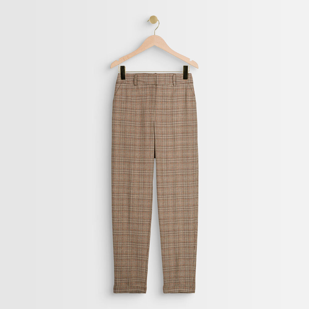 Pantalon carotte à carreaux max camel clair.