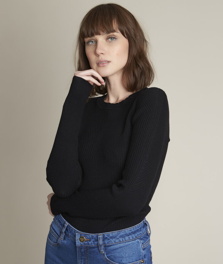 Gerippter pullover d&eacute;lice schwarz.