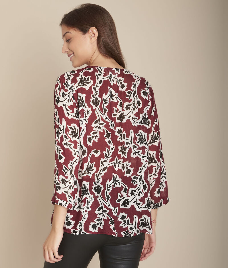 Blouse imprimée madena bordeaux.