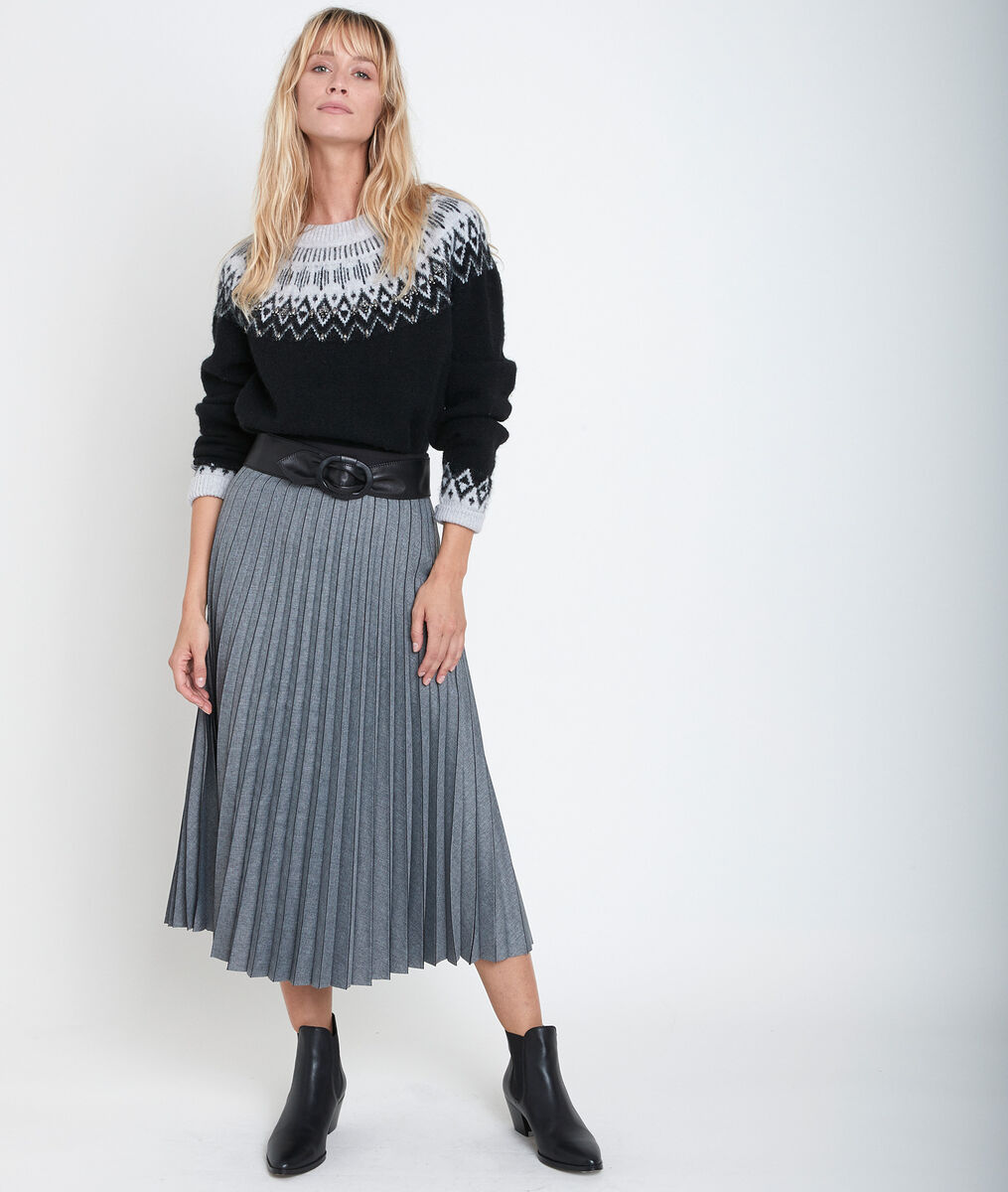 Langer Plissee Rock In Grau Grenade Damen Maison 123