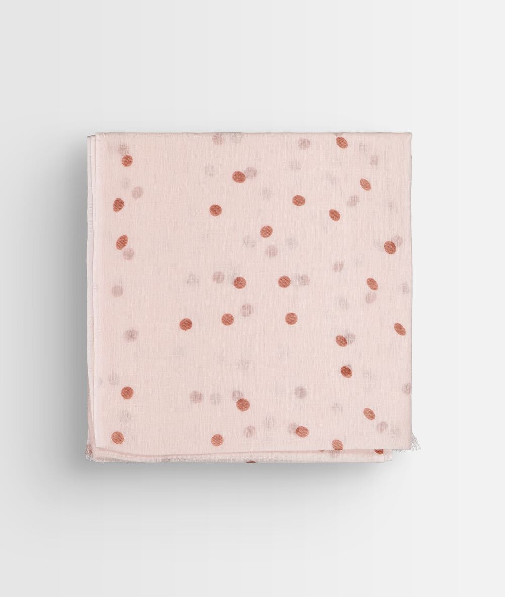 Foulard en laine et modal à pois hilde rose.