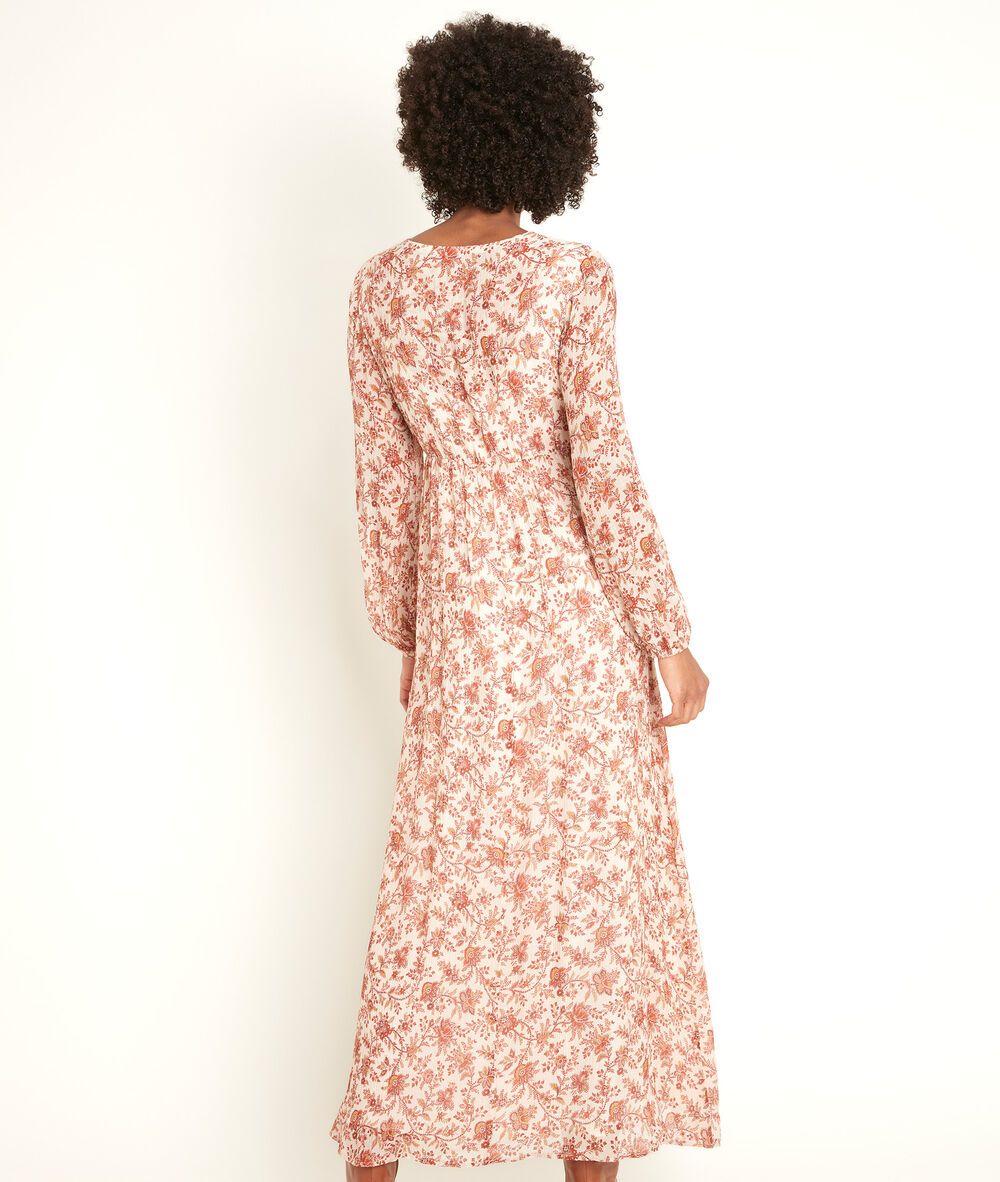 Robe longue imprimée nao cannelle.