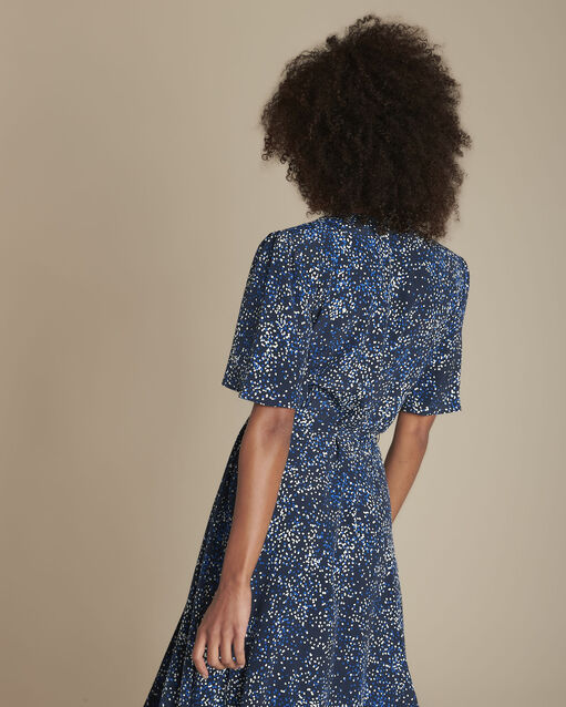 Robe imprimé fleuri ingrid marine.