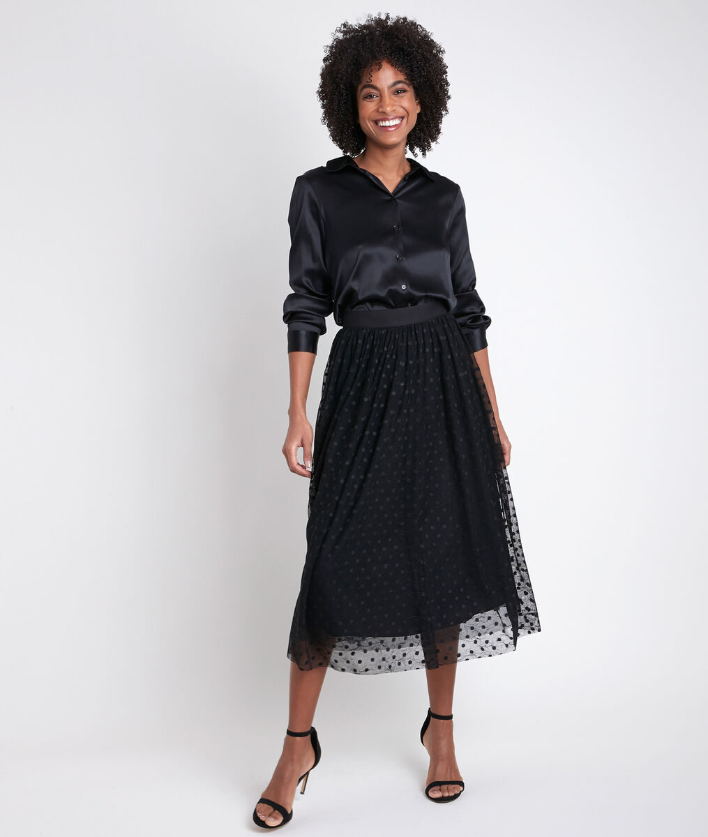 Blouse en soie mélangée noire Jerry | 1-2-3 Blouse en soie mélangée noire Jerry PhotoZ | 1-2-3