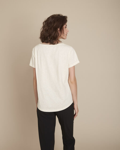 Tee-shirt beige en lurex clara gris/blanc.