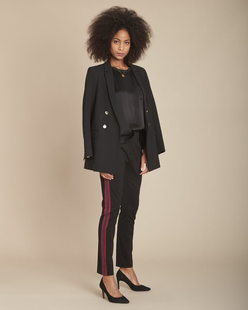Pantalon noir milano cropped bande fantaisie Elane (2) - Maison 123
