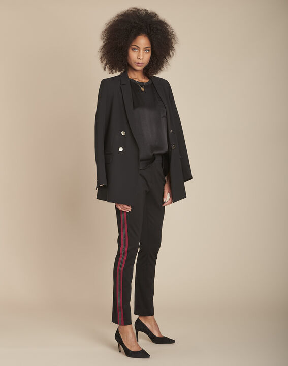 Pantalon noir milano cropped bande fantaisie Elane | 1-2-3 Pantalon noir milano cropped bande fantaisie Elane PhotoZ | 1-2-3