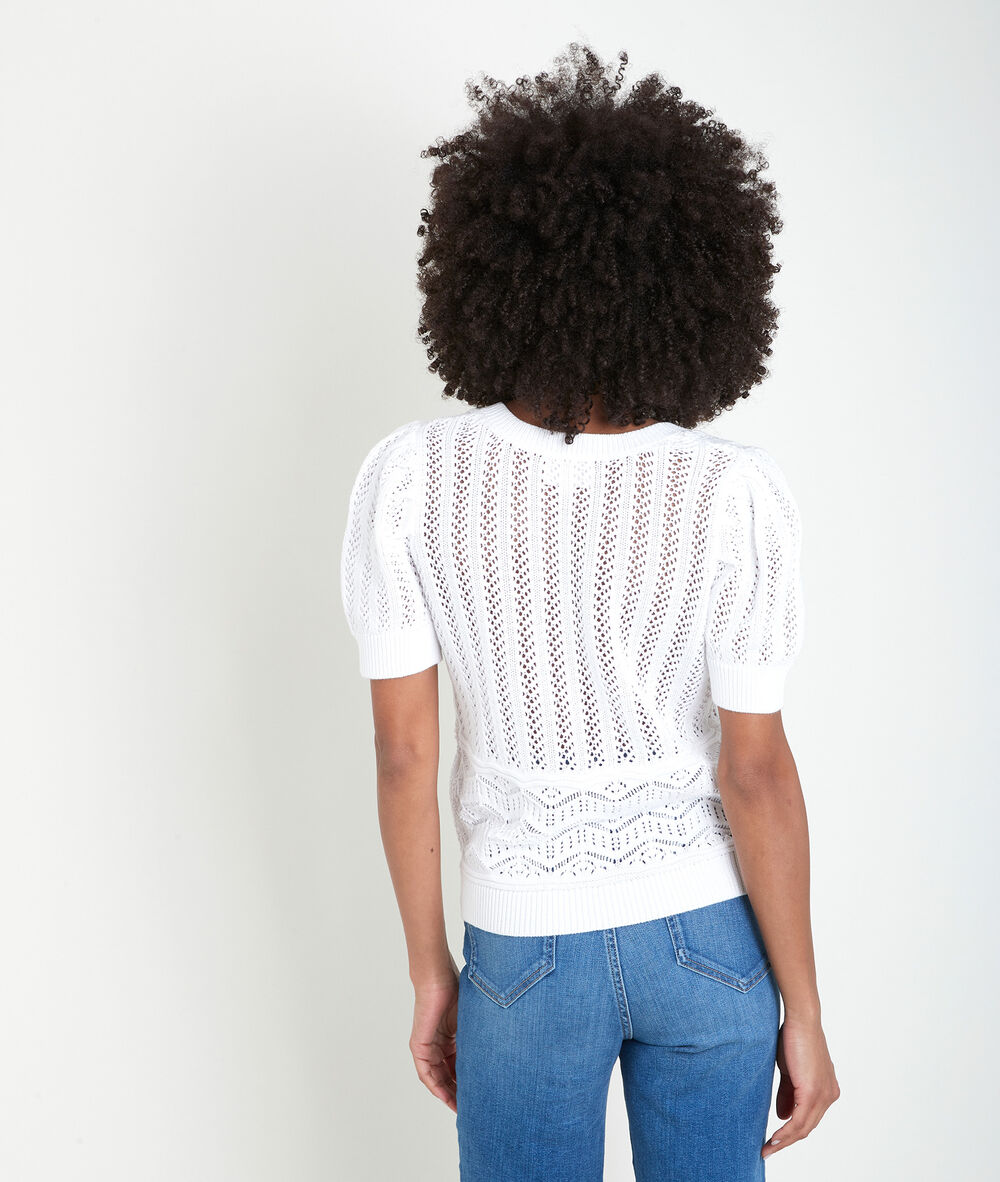 Pull en coton biologique ajouré blanc alto bis blanc.
