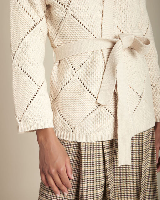 Gilet beige maille fantaisie fashionista gris/blanc.