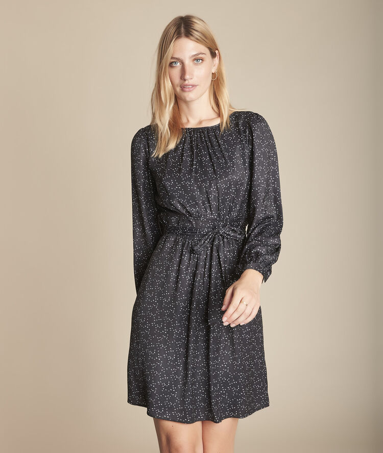 Zwarte jurk met print en ceintuur imy noir.