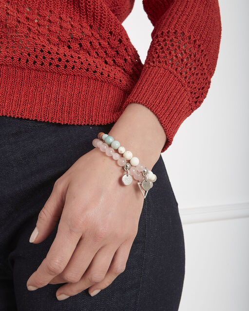 Bracelet perles quartz amour rose pale.