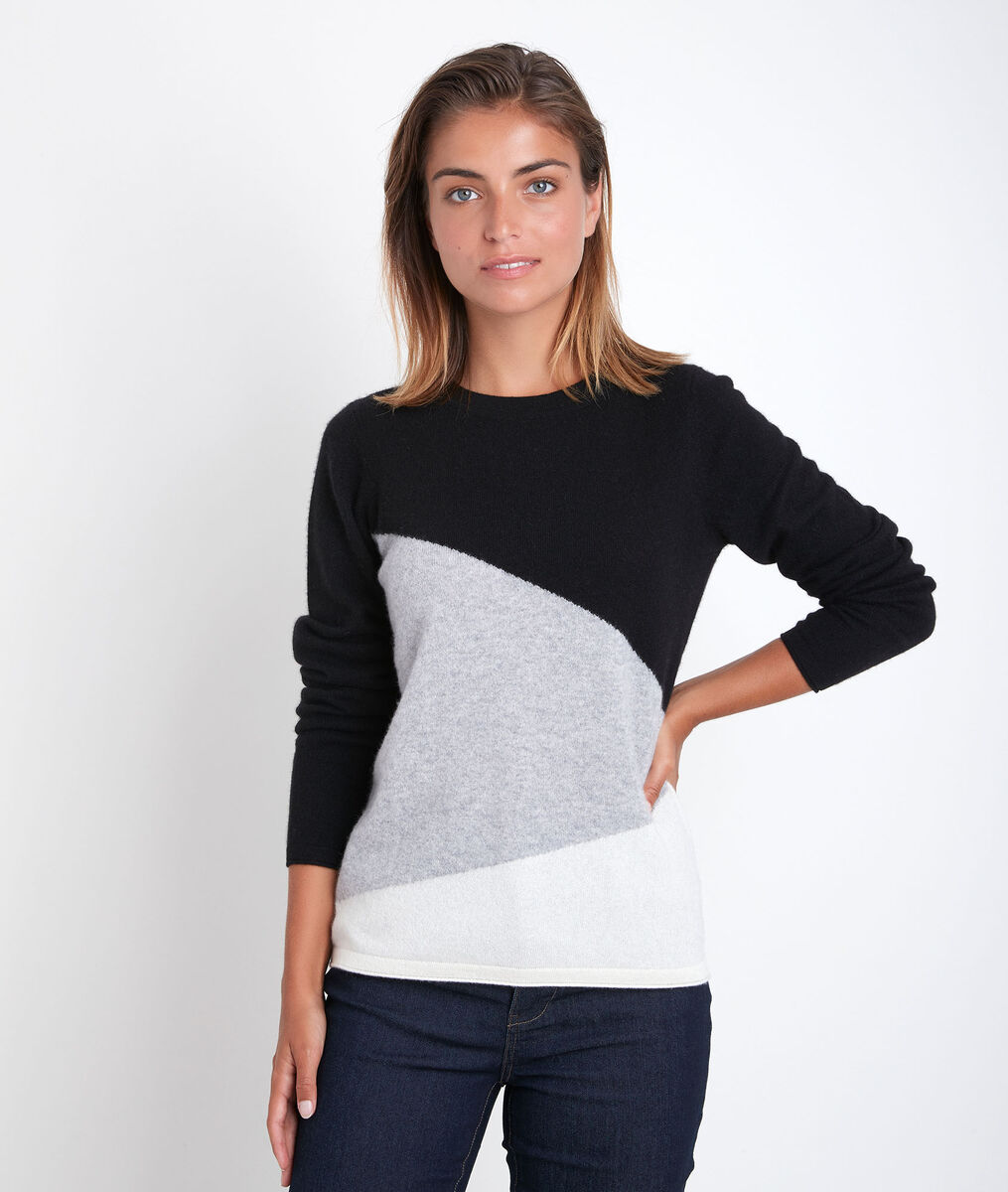Pull en cachemire colorblock Raven | 1-2-3 Pull en cachemire colorblock Raven PhotoZ | 1-2-3