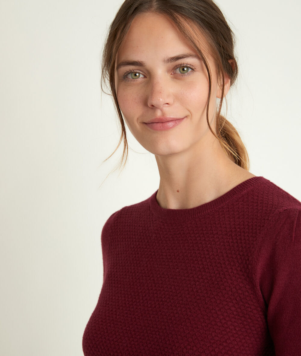 Pull bordeaux nid d'abeille rimel bordeaux.