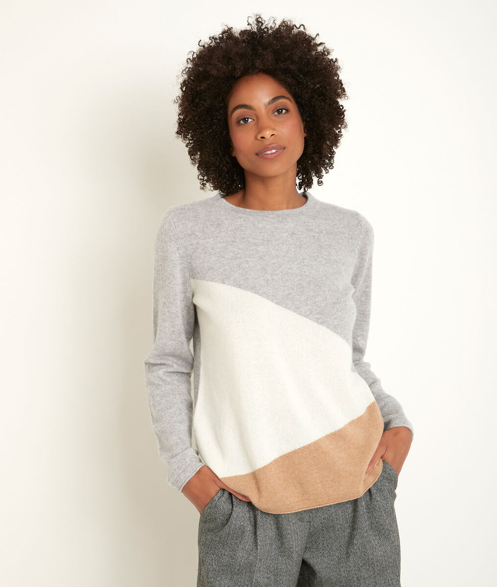 Pull en cachemire colorblock Raven | 1-2-3 Pull en cachemire colorblock Raven PhotoZ | 1-2-3
