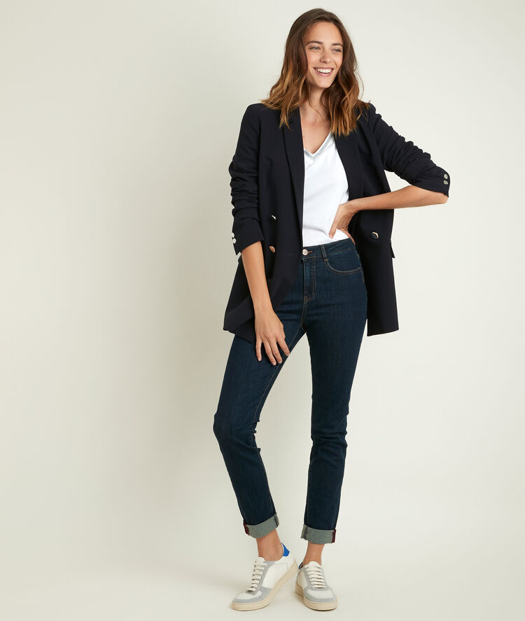 Tee-shirt blanc col fantaisie calypso blanc.