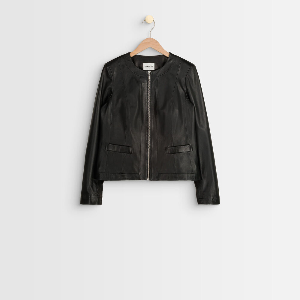 Veste en cuir tillia noir.
