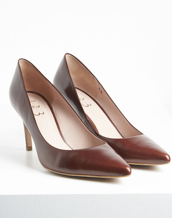 Escarpins marrons bout pointu en cuir Kelly | 1-2-3 Escarpins marrons bout pointu en cuir Kelly PhotoZ | 1-2-3