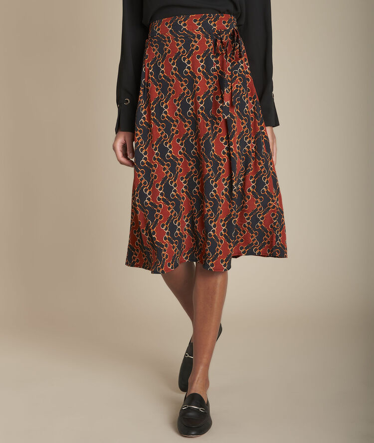 Rok met kettingprint kloe caramel.