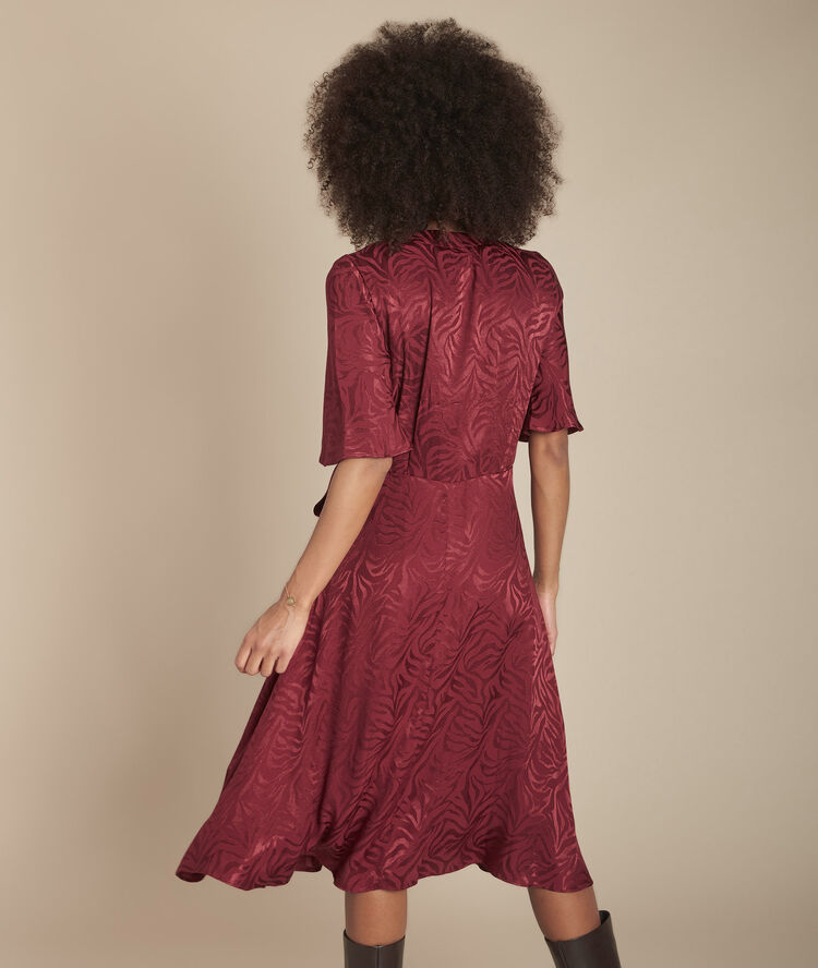 Robe cache-cœur en jacquard roda bordeaux.