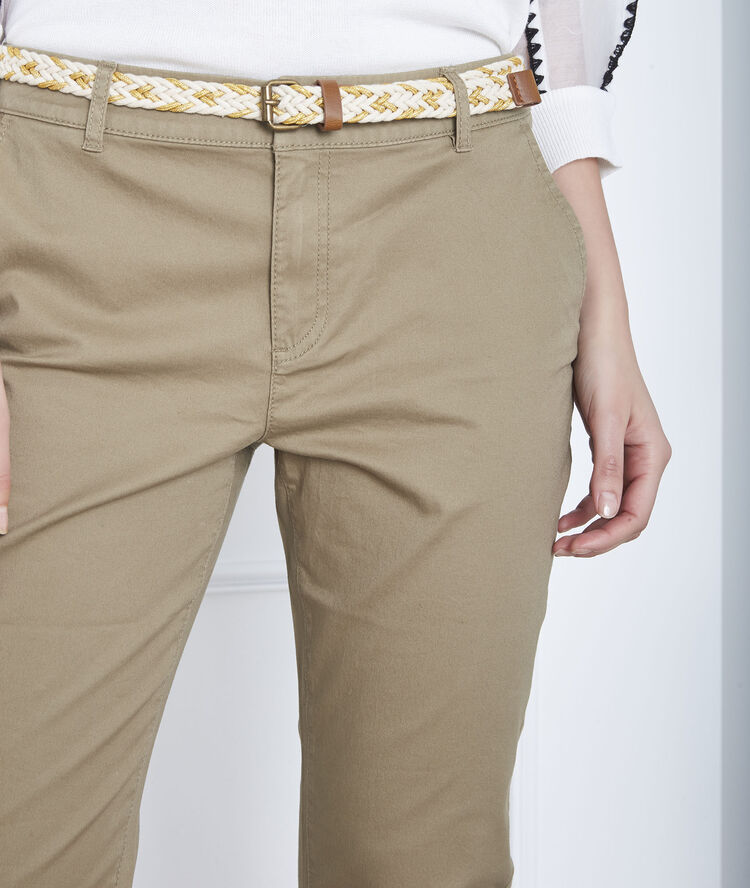 Pantalon kaki chino ceinture fantaisie francis olive.