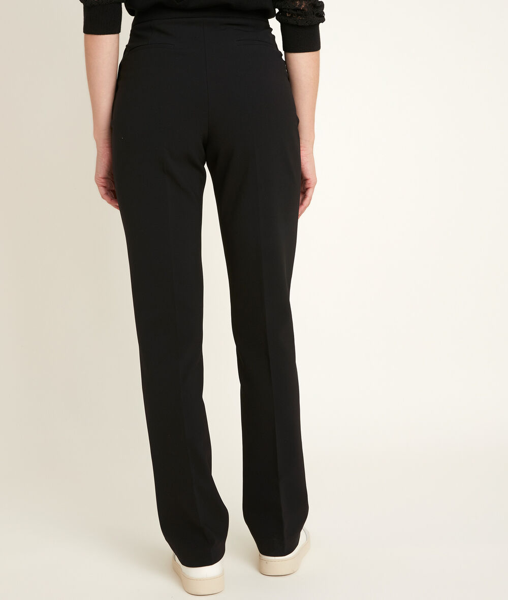 Pantalon droit en microfibre melie noir.