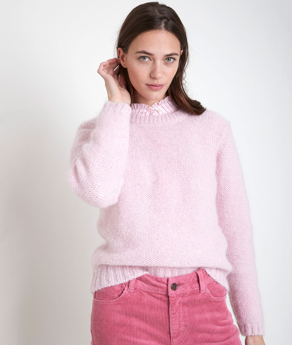 Puderfarbener Pullover aus Mohair-Mix Alabama | 1-2-3 Puderfarbener Pullover aus Mohair-Mix Alabama PhotoZ | 1-2-3