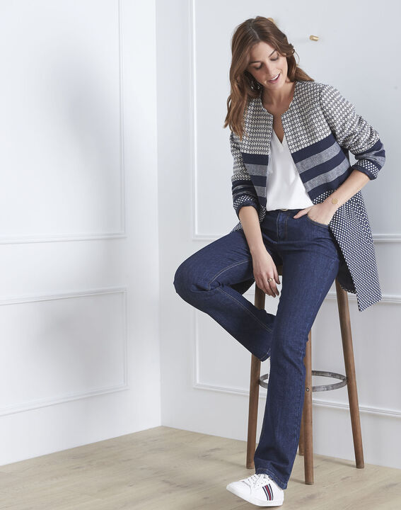 Manteau marine jacquard droit Darling | 1-2-3 Manteau marine jacquard droit Darling PhotoZ | 1-2-3