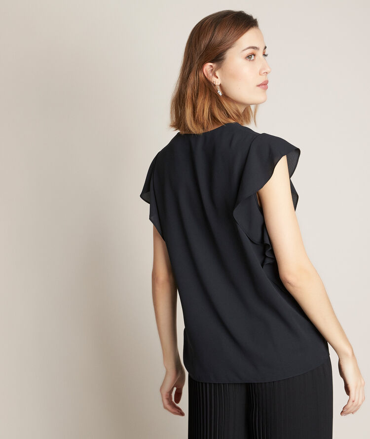 Top en polyester recyclé noir elfie noir.