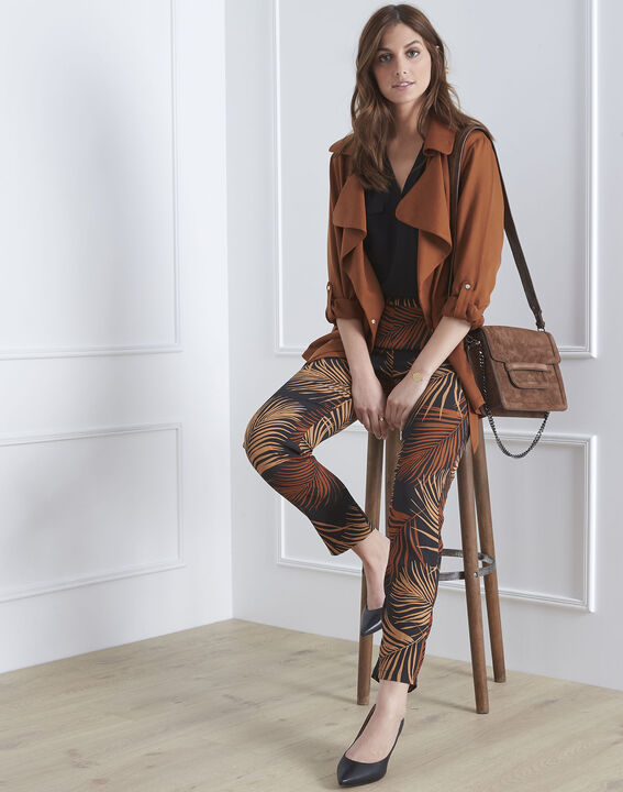 Pantalon noir imprimé palme Garry | 1-2-3 Pantalon noir imprimé palme Garry PhotoZ | 1-2-3