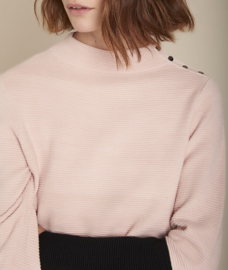 Pull bicolore ottoman flower poudre.
