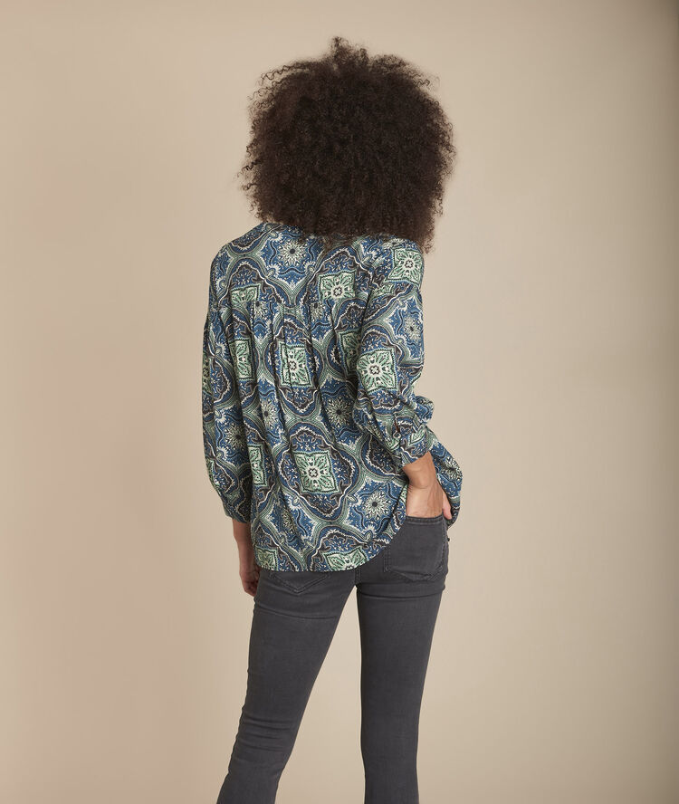 Marineblaue bluse mit blumen-print marlene marineblau.