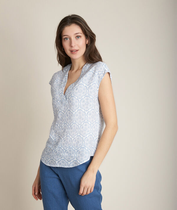 Top en lin imprimé blanc Eglantine | 1-2-3 Top en lin imprimé blanc Eglantine PhotoZ | 1-2-3