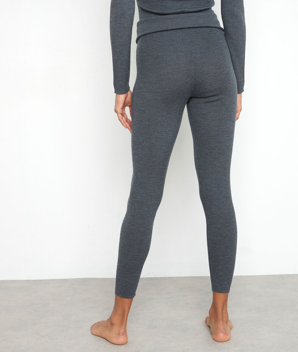 Pantalon style legging en laine côtelée anthracite theo anthracite.
