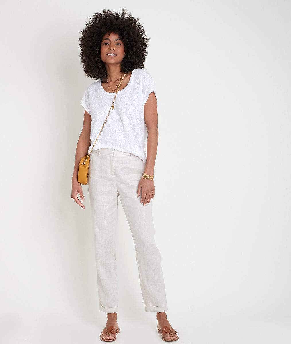 Pantalon chino en lin beige Felix Bis | 1-2-3 Pantalon chino en lin beige Felix Bis PhotoZ | 1-2-3