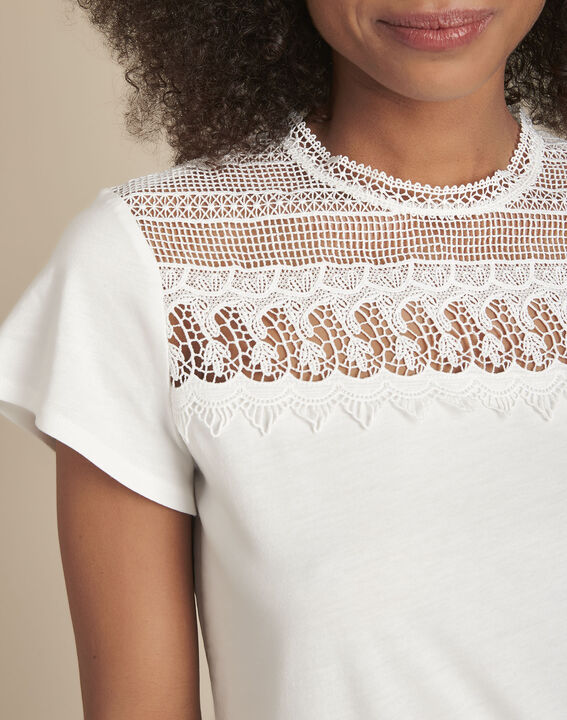 Tee-shirt écru dentelle Carmen | 1-2-3 Tee-shirt écru dentelle Carmen PhotoZ | 1-2-3