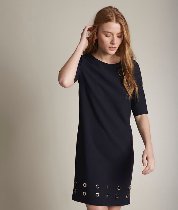 Robe compacte marine à oeillets Corinne | 1-2-3 Robe compacte marine à oeillets Corinne PhotoZ | 1-2-3