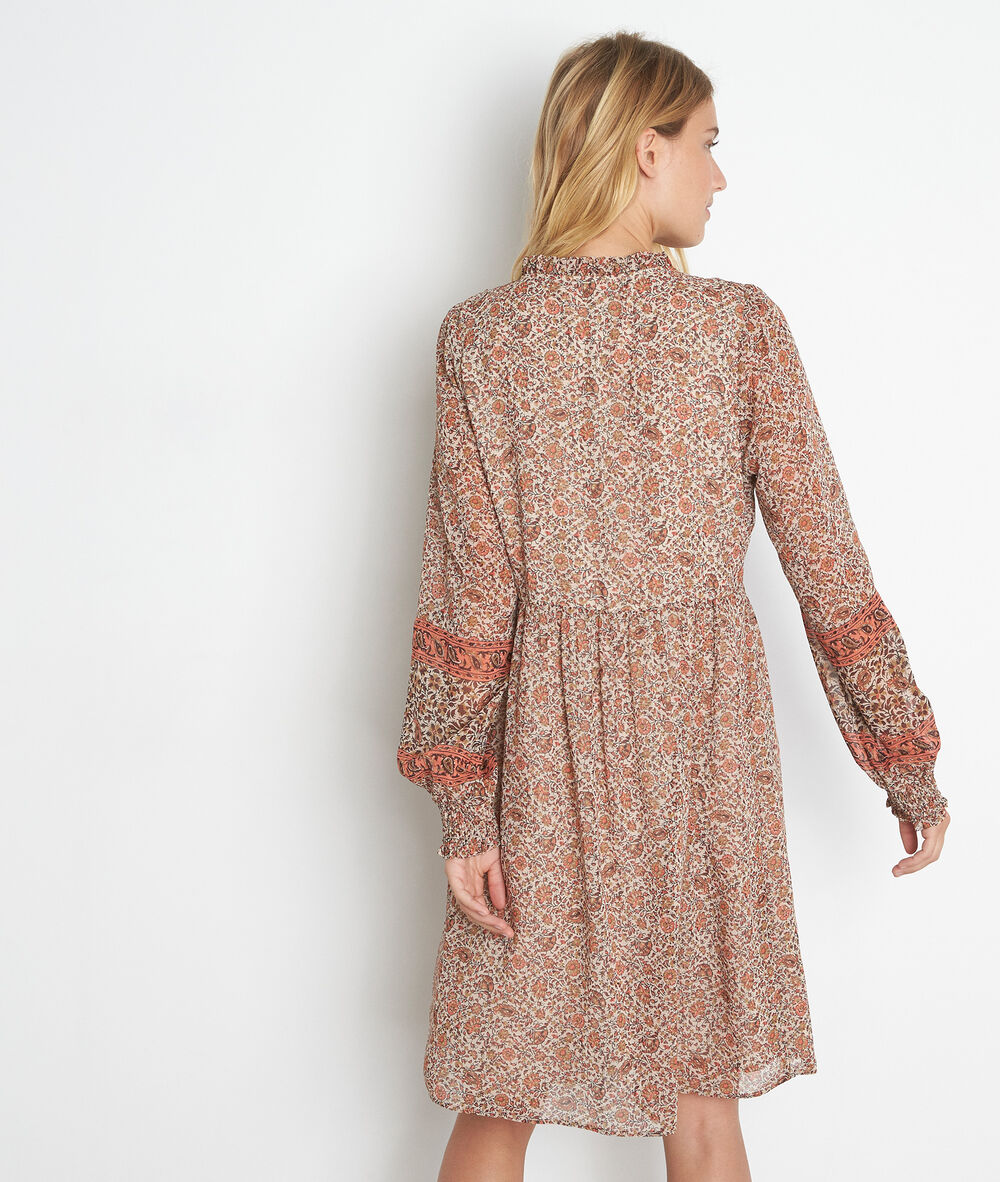 Robe courte imprimée vieux rose sharon poudre.
