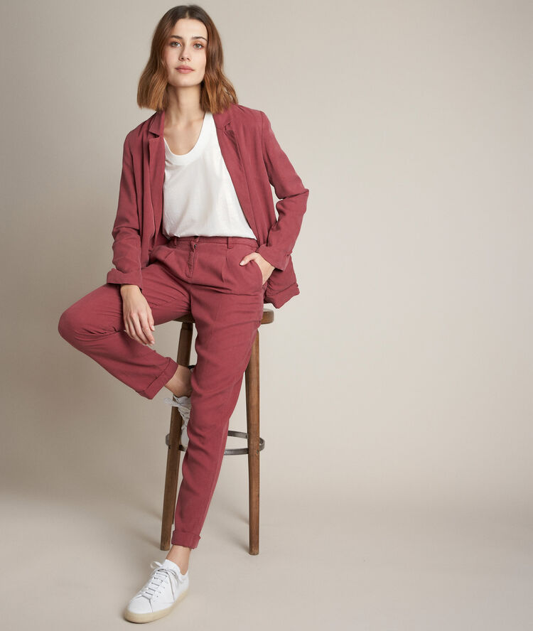 Veste fluide en tencel leonie groseille.