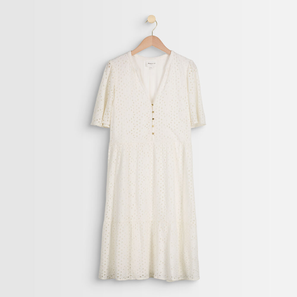 Robe écrue brodée nara ecru.