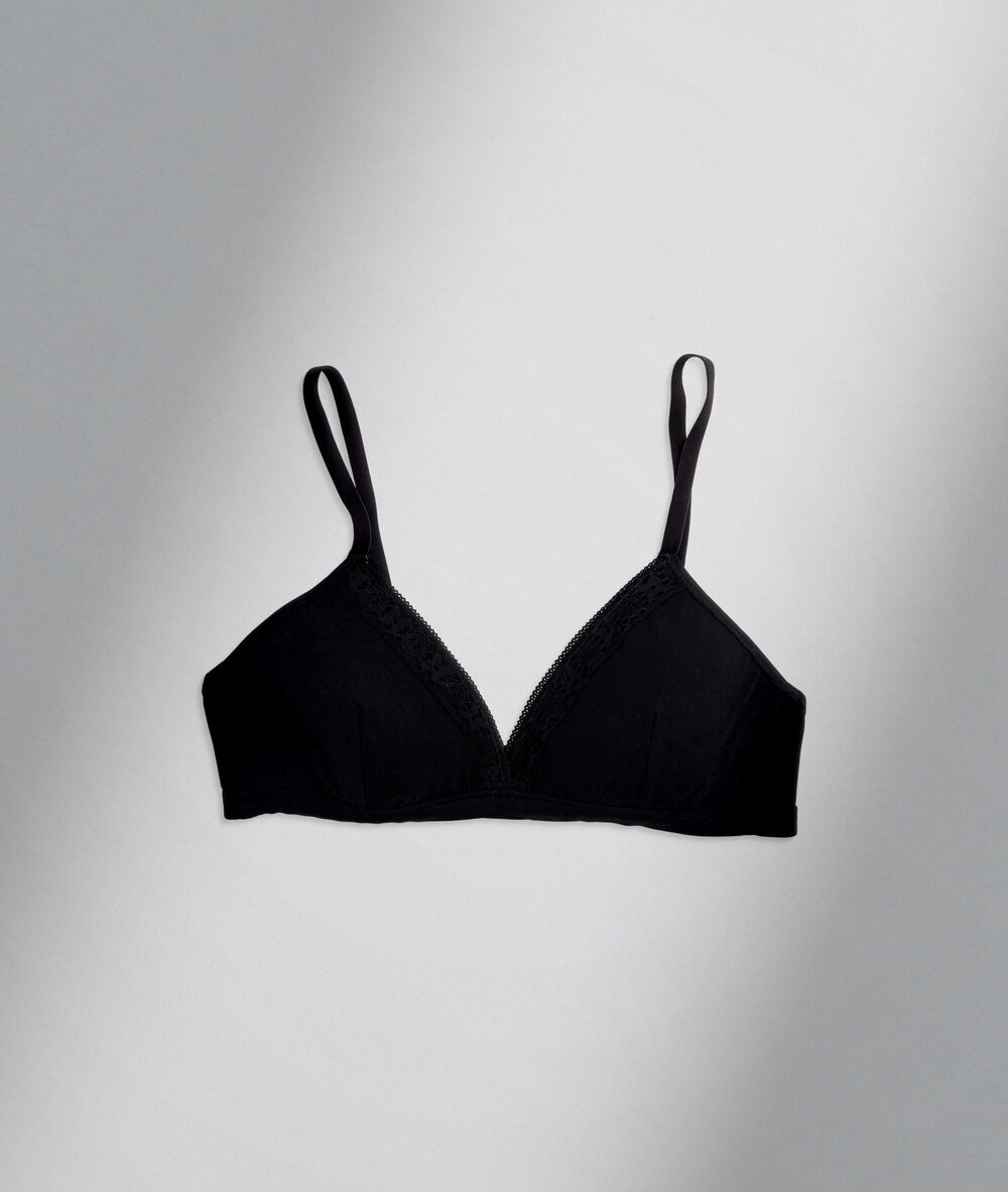 Soutien-gorge spacer sans armatures en pur coton responsable noir ninon noir.