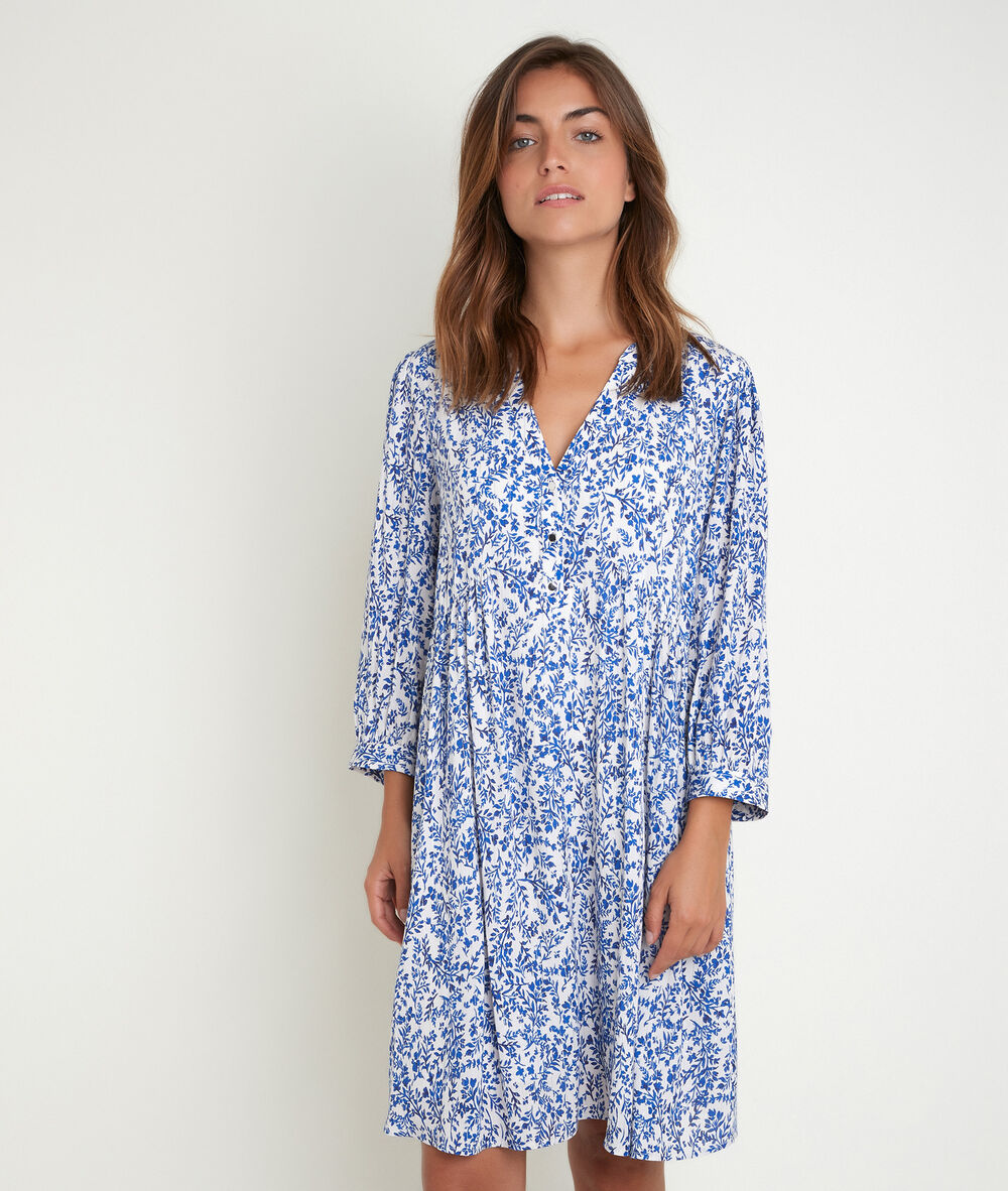Robe imprimé fleuri calypso ecru.