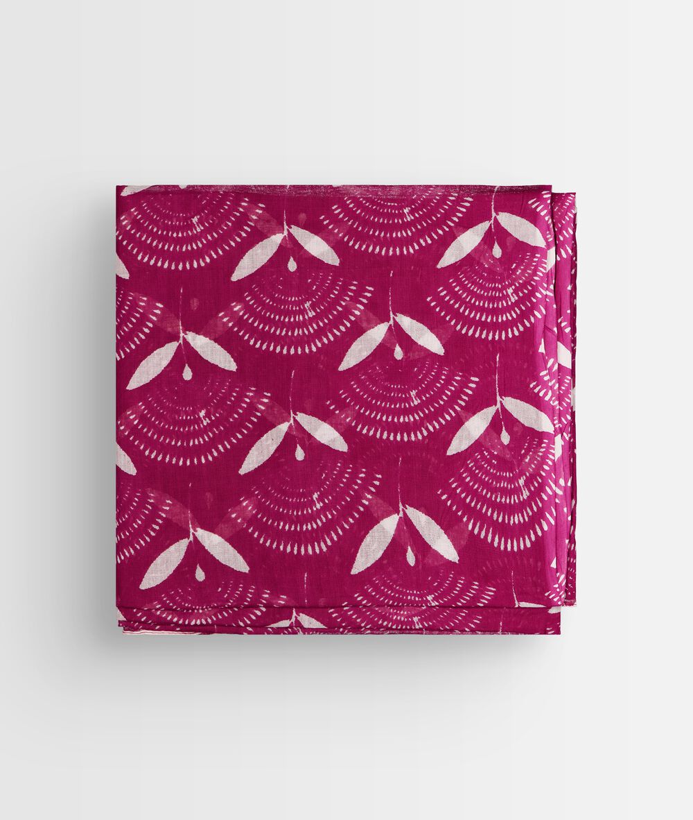 Foulard imprimé violet capucine hortensia.